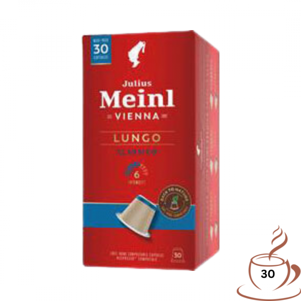 Julius Meinl Inspresso Lungo Classico 4 XL, Nespresso-kompatibel, kompostierbar, 30 Kaffeekapseln à 5,6 g
